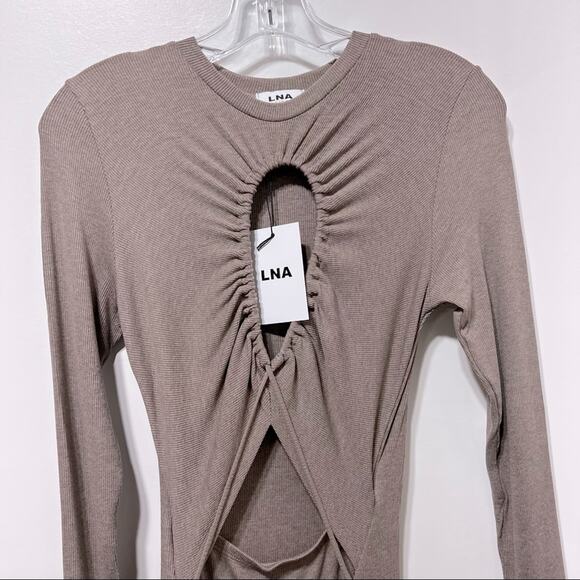 REVOLVE LNA Tenley Cut Out Midi Dress Size S in Coco Bean NWT - Picture 8 of 11